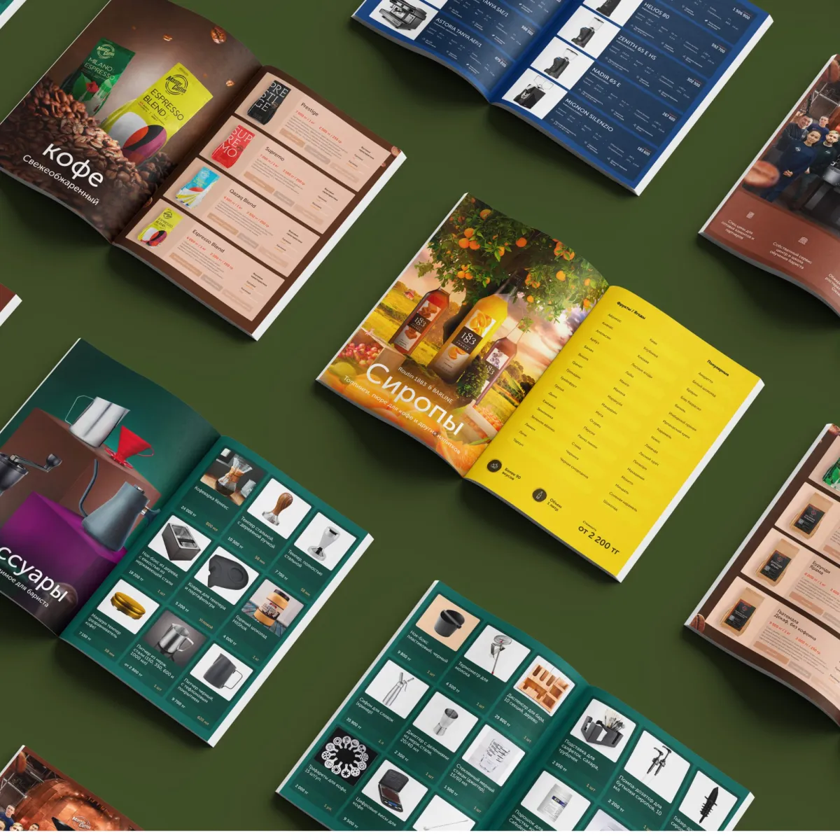 Coffee company catalog spreads