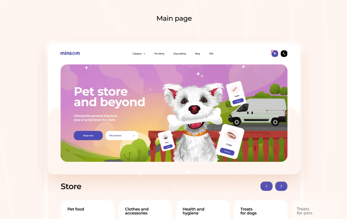 Pet store e-commerce home page