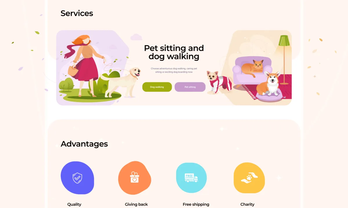 Pet sitting and dog walking services, store benefits