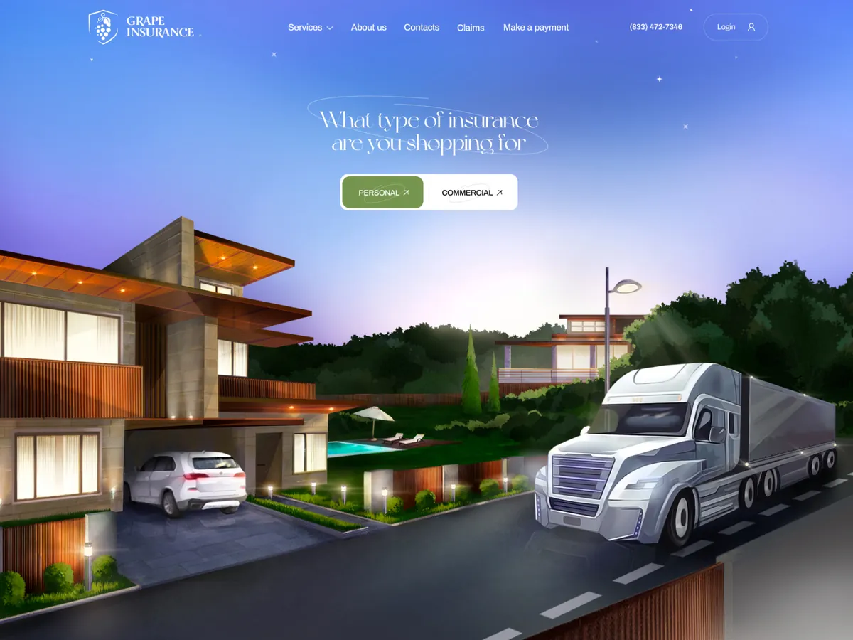 Grape Insurance agency website — Bairamov Studio case study