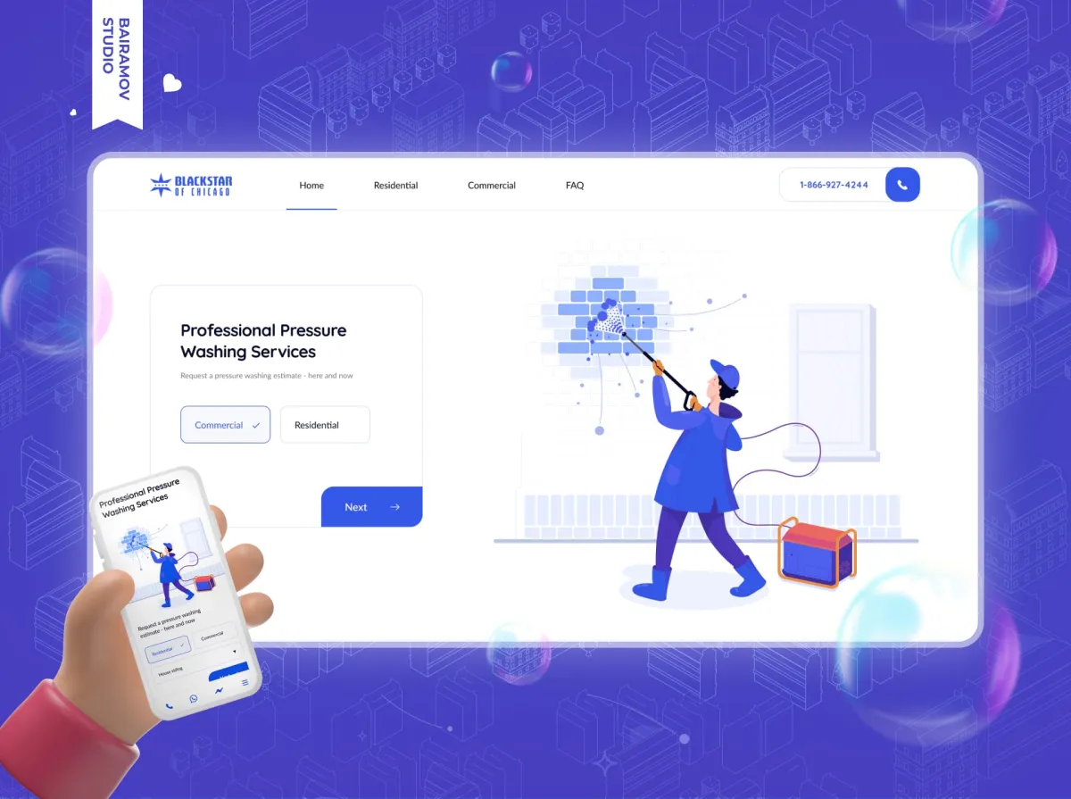 Black Star of Chicago cleaning company website on desktop and phone screens