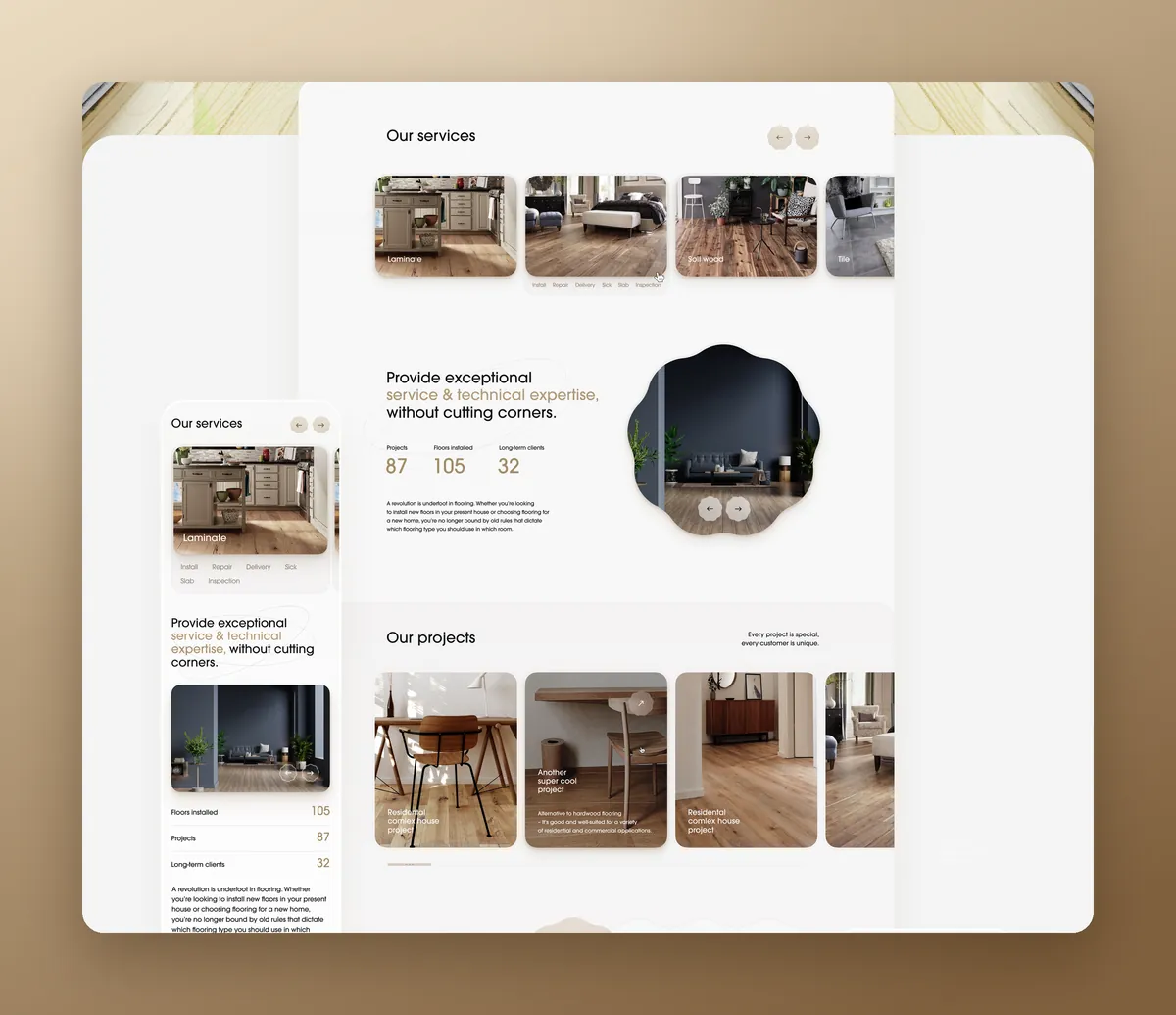 FCM Floor Company home page: services, stats and projects