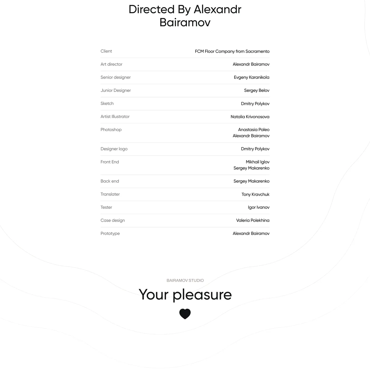 Website screens and project team — part 2