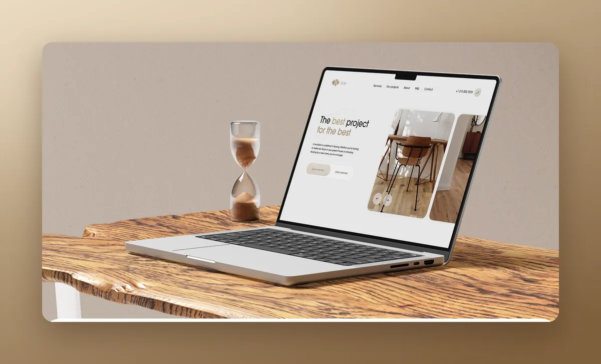 Sacramento flooring company website on a laptop