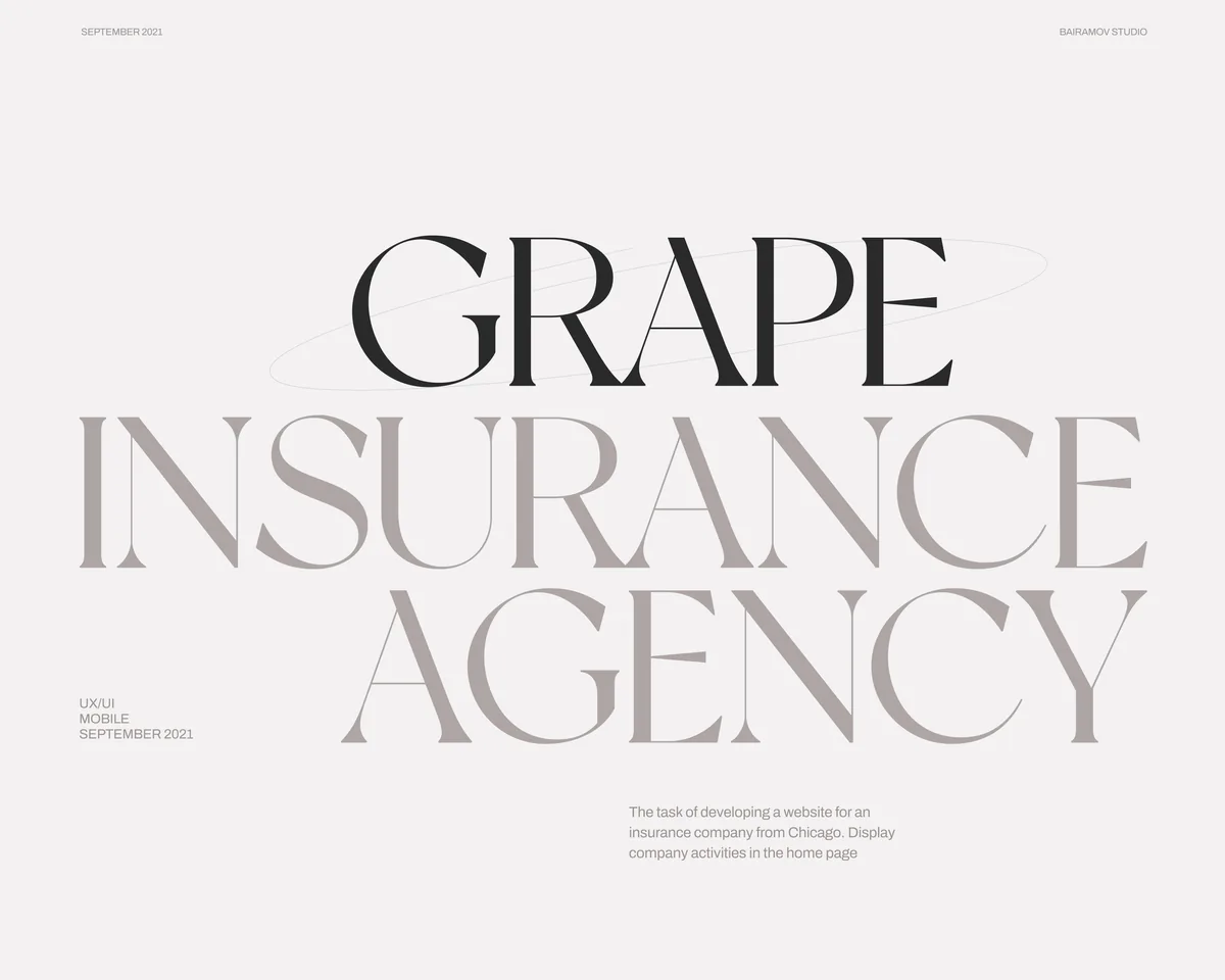 Case study cover: Grape Insurance Agency wordmark — website for a Chicago insurance agency