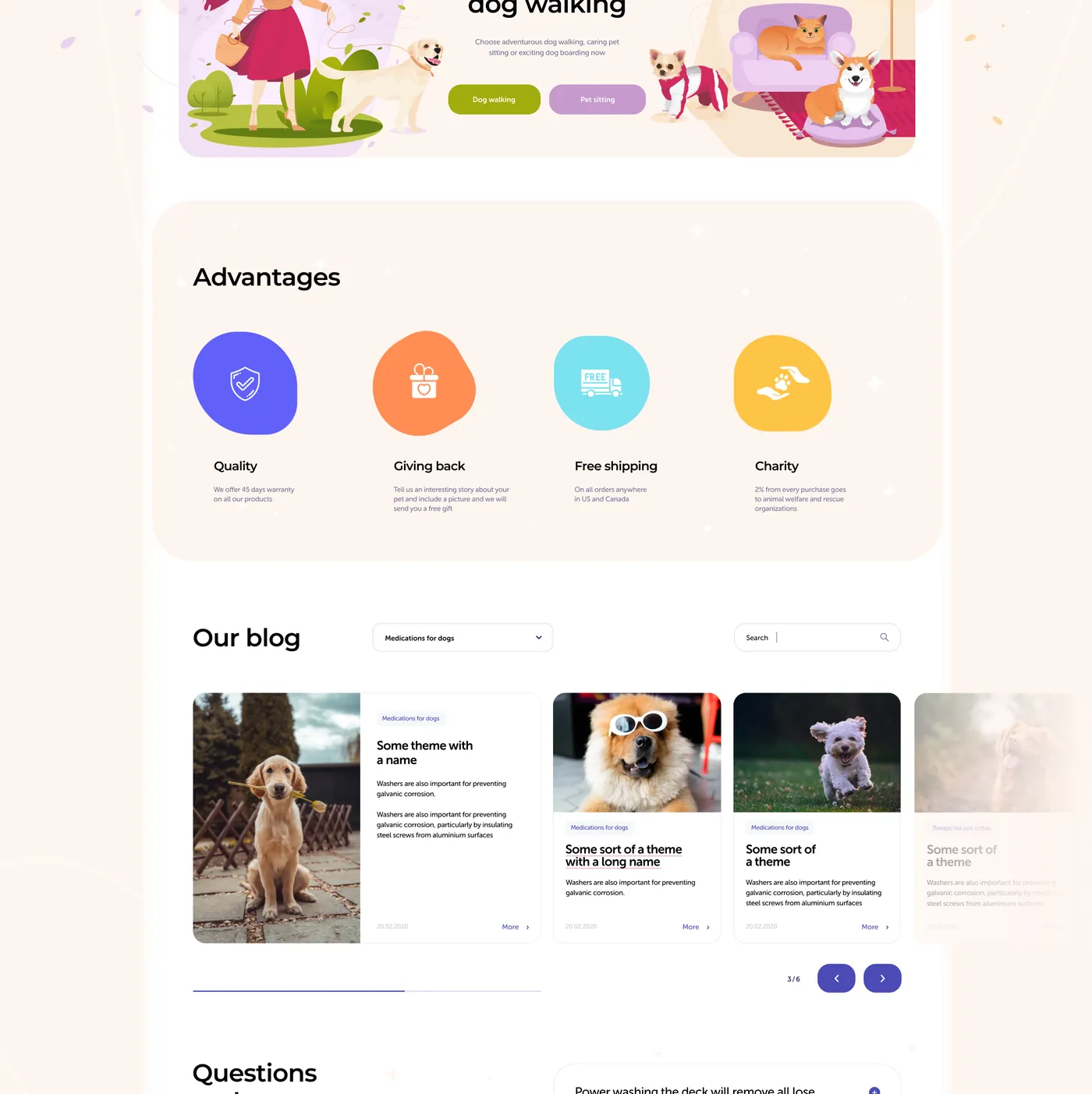 Home page of the Minsom pet store e-commerce website — part 2