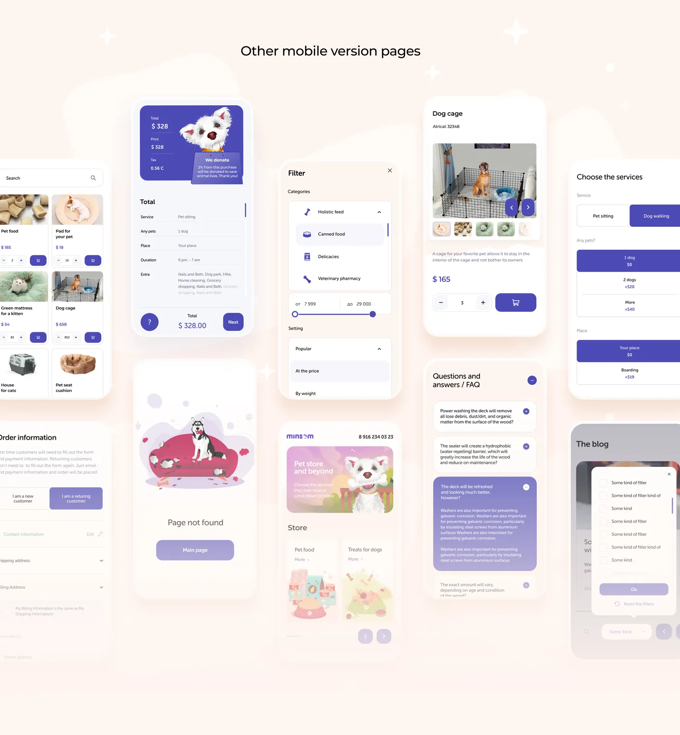 Minsom mobile pages, project team and packaging