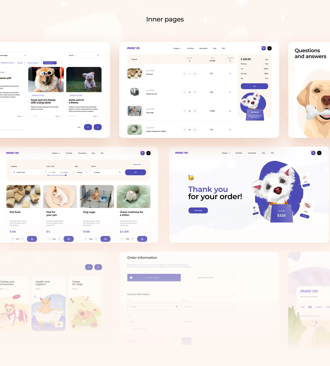 Minsom inner pages and checkout
