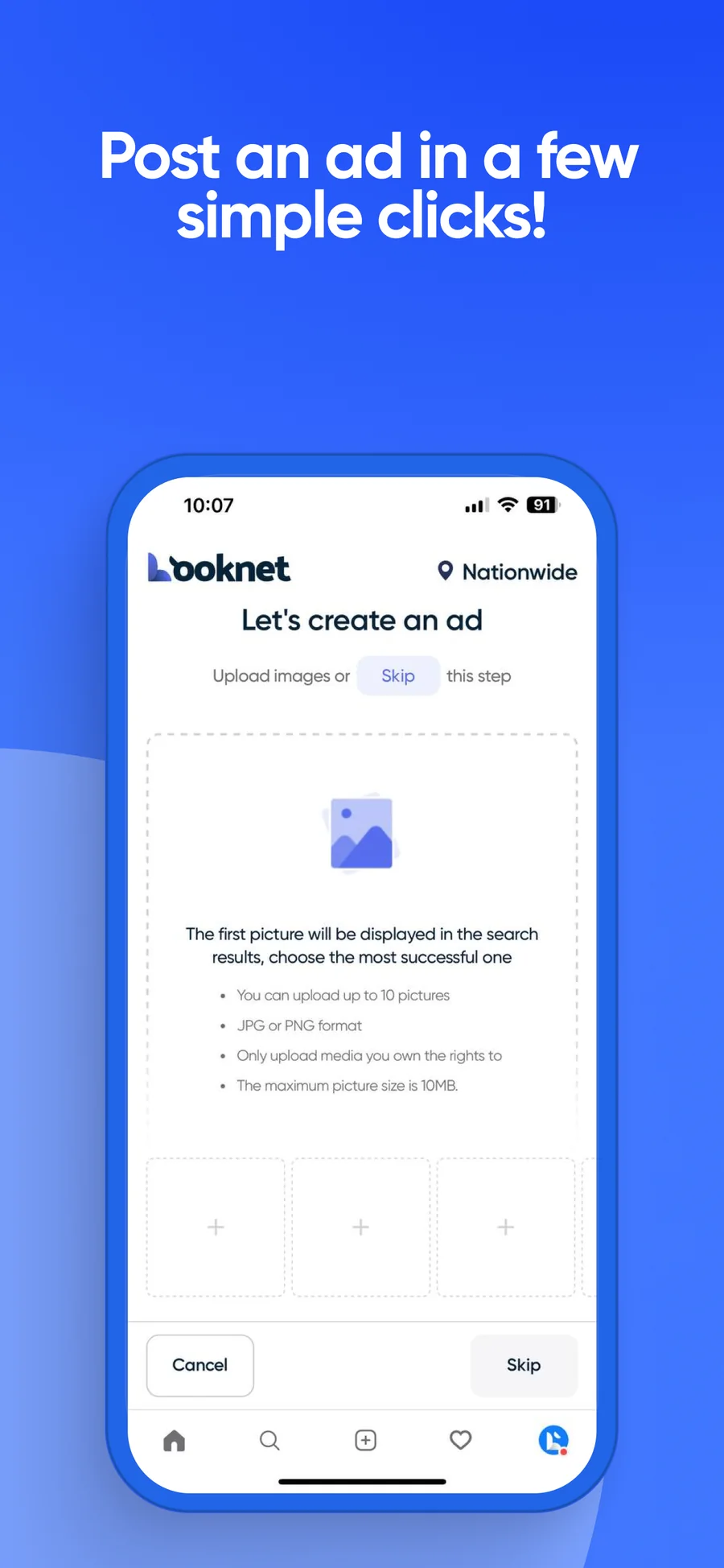 Creating a listing in the Looknet app