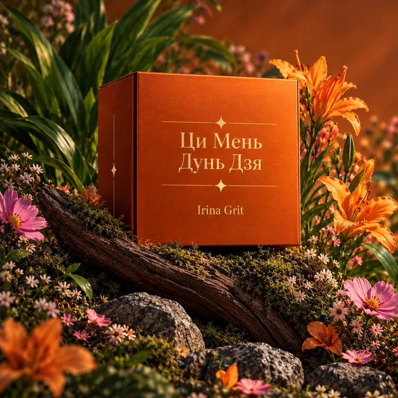 Cover of Irina Grit’s “Qi Men Dun Jia” course: an orange box with gold foil stamping