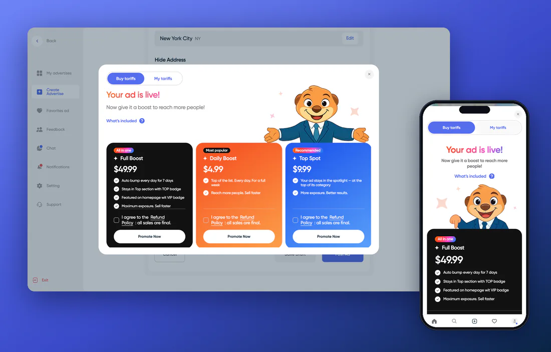 Publishing and promotion — creating a listing on Looknet