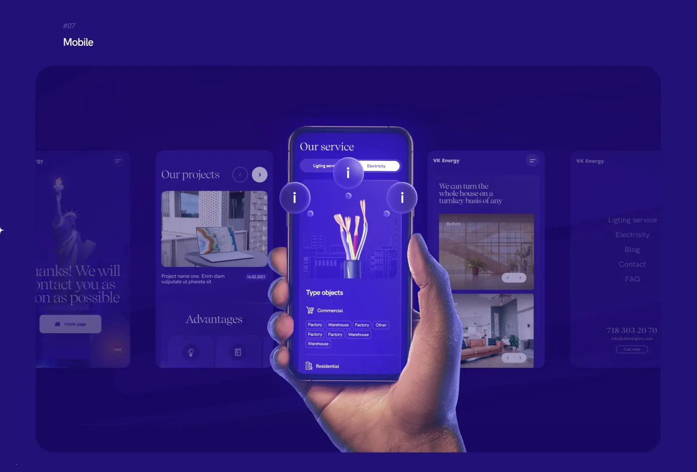 Mobile version of the VK Energy electrical contractor website